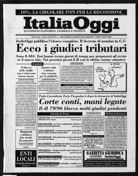 Italia oggi : quotidiano di economia finanza e politica